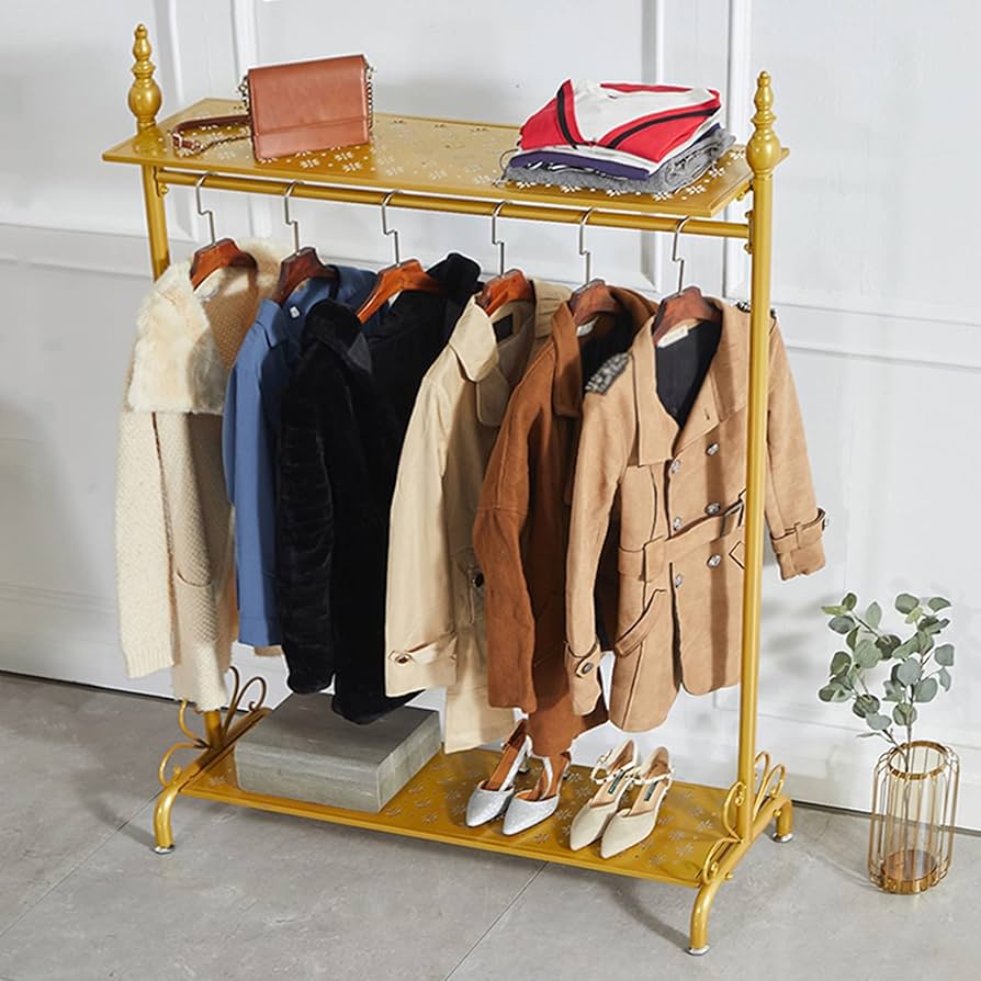 ハンガーラック  オシャレ　ディスプレイ　新品 ハンガーラック 頑丈 スリム 棚付き 幅90cm×高さ176cm オープン